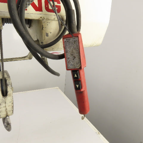 Coffing WR3 1/2 Ton Electric Wire Rope Hoist 15' Lift 8FPM 230V 3PH W/ Trolley