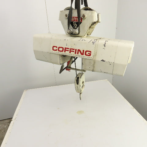 Coffing WR3 1/2 Ton Electric Wire Rope Hoist 15' Lift 8FPM 230V 3PH W/ Trolley