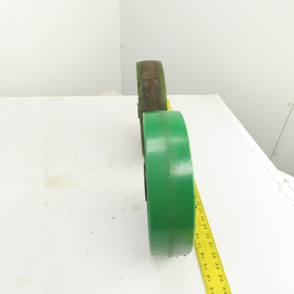 12" x 3" Green Polyurethane Caster On Cast Iron Core (1 Needs Bearing) Lot Of 2