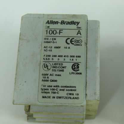 Allen Bradley 100-F Ser A A40 Auxiliary Contact Block 600V AC Max 10A Lot Of 7