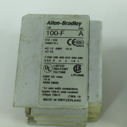 Allen Bradley 100-F Ser A A40 Auxiliary Contact Block 600V AC Max 10A Lot Of 7
