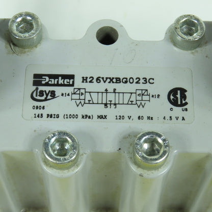 Parker H26VXBG023C 3 Position Pneumatic Solenoid Valve 145PSI 120V Coil