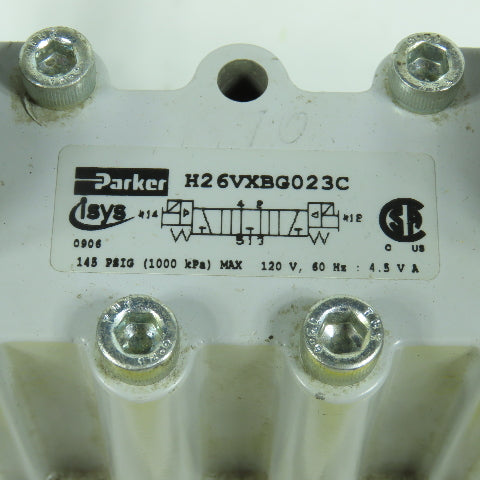 Parker H26VXBG023C 3 Position Pneumatic Solenoid Valve 145PSI 120V Coil