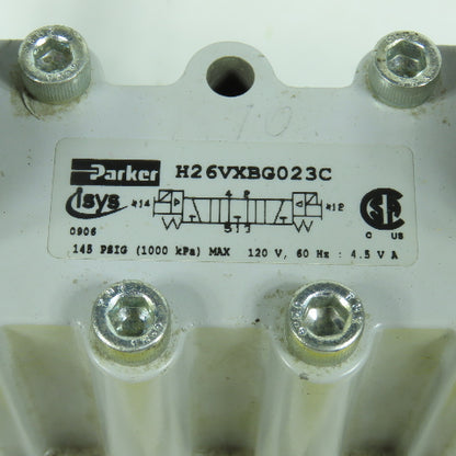 Parker H26VXBG023C 3 Position Pneumatic Solenoid Valve 145PSI 120V Coil