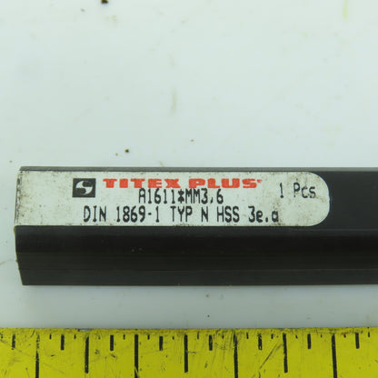 Titex Plus A1611*MM3.6 2 Flute HSS Extra Length 3.6mm Drill Bit 149mm OAL