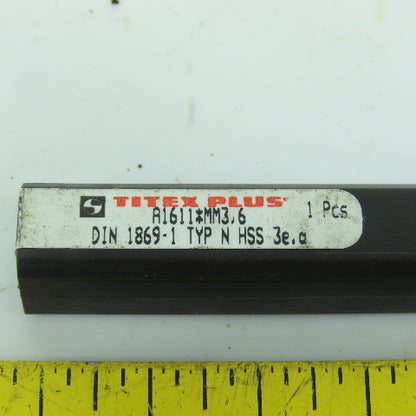 Titex Plus A1611*MM3.6 2 Flute HSS Extra Length 3.6mm Drill Bit 149mm OAL