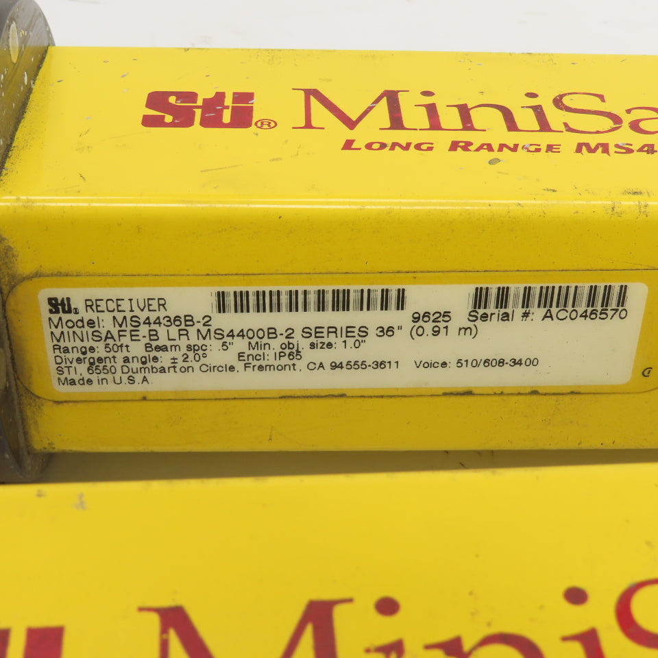 STI MS4436B-2 Long Range Safety Light Curtain Set Transmitter & Receiver 50'