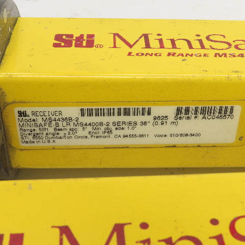 STI MS4436B-2 Long Range Safety Light Curtain Set Transmitter & Receiver 50'