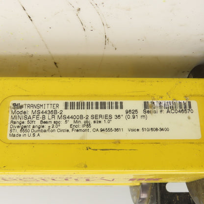 STI MS4436B-2 Long Range Safety Light Curtain Set Transmitter & Receiver 50'
