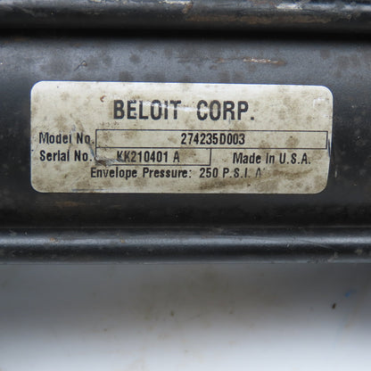 Parker Beloit 2-1/4" Bore 3" Stroke Double Acting Air Cylinder 250 PSI
