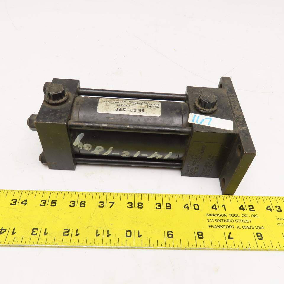 Parker Beloit 2-1/4" Bore 3" Stroke Double Acting Air Cylinder 250 PSI