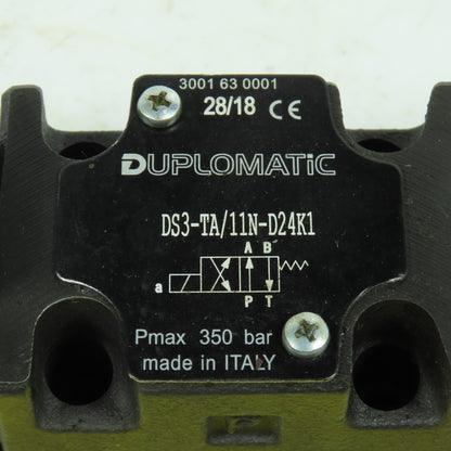 Duplomatic DS3-TA/11N-D24K1 Hydraulic Directional Solenoid Valve 24VDC Coil