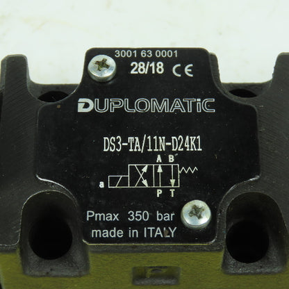 Duplomatic DS3-TA/11N-D24K1 Hydraulic Directional Solenoid Valve 24VDC Coil