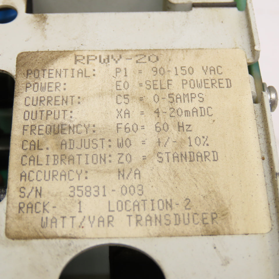 RIS RPWV-20 TD-2000 Watt/VAR Transducer 90-150VAC