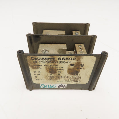 Ferraz Shawmut 66592 PDB 2 Pole 2/0-#14 x 10 Way #6-#14 Power Distribution Block