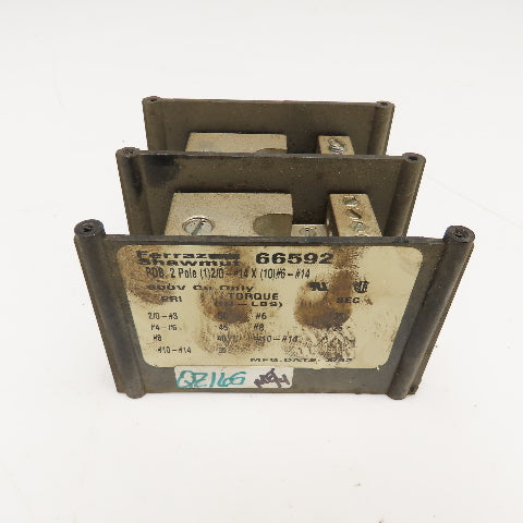 Ferraz Shawmut 66592 PDB 2 Pole 2/0-#14 x 10 Way #6-#14 Power Distribution Block