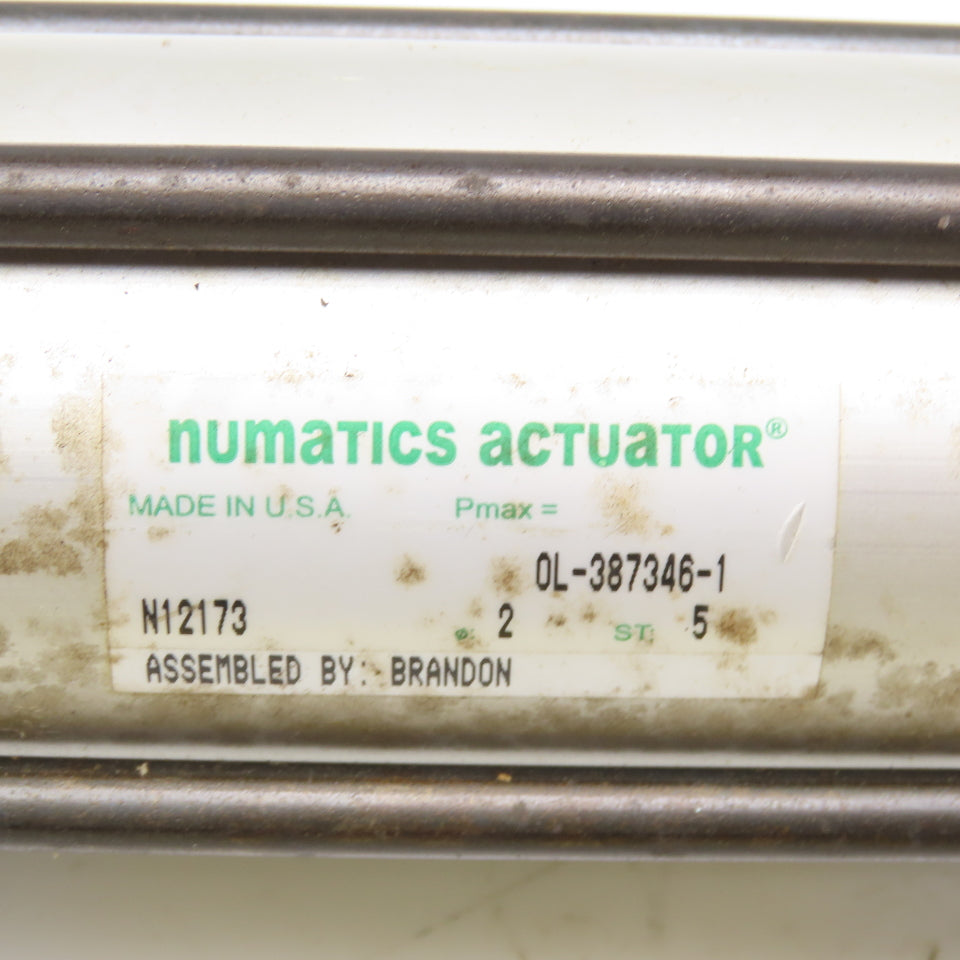 Numatics 2" Bore 5" Stroke 7" Rod Nose Trunnion Double Acting Air Cylinder