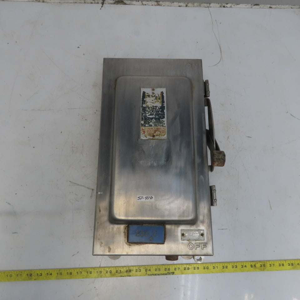 Square D H-323NDS 30A 240V 3P Fusible Stainless Steel Safety Disconnect Switch