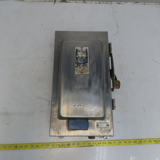 Square D H-323NDS 30A 240V 3P Fusible Stainless Steel Safety Disconnect Switch