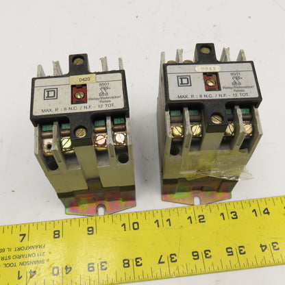 Square D 8501X040 Contactor Relay 600V 8 N/C Contacts 120V Coil Lot Of 2