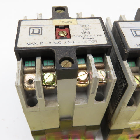 Square D 8501X040 Contactor Relay 600V 8 N/C Contacts 120V Coil Lot Of 2