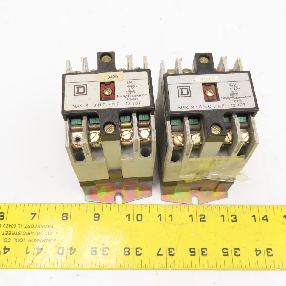 Square D 8501X040 Contactor Relay 600V 8 N/C Contacts 120V Coil Lot Of 2