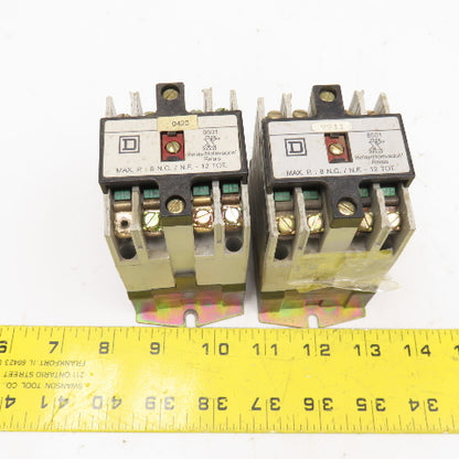 Square D 8501X040 Contactor Relay 600V 8 N/C Contacts 120V Coil Lot Of 2