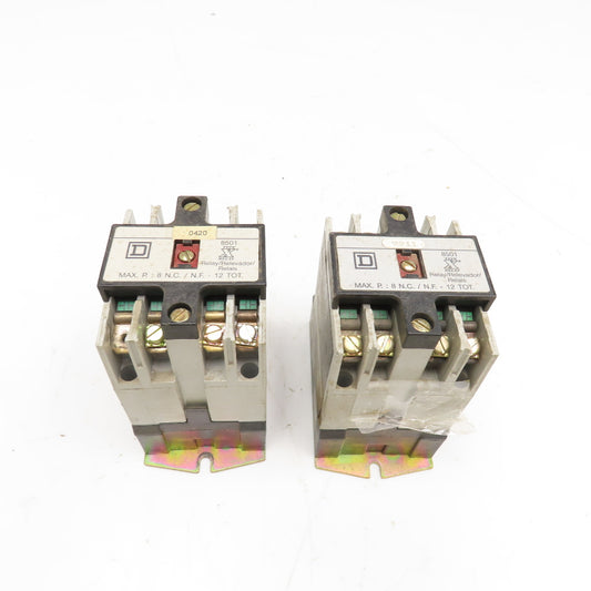 Square D 8501X040 Contactor Relay 600V 8 N/C Contacts 120V Coil Lot Of 2