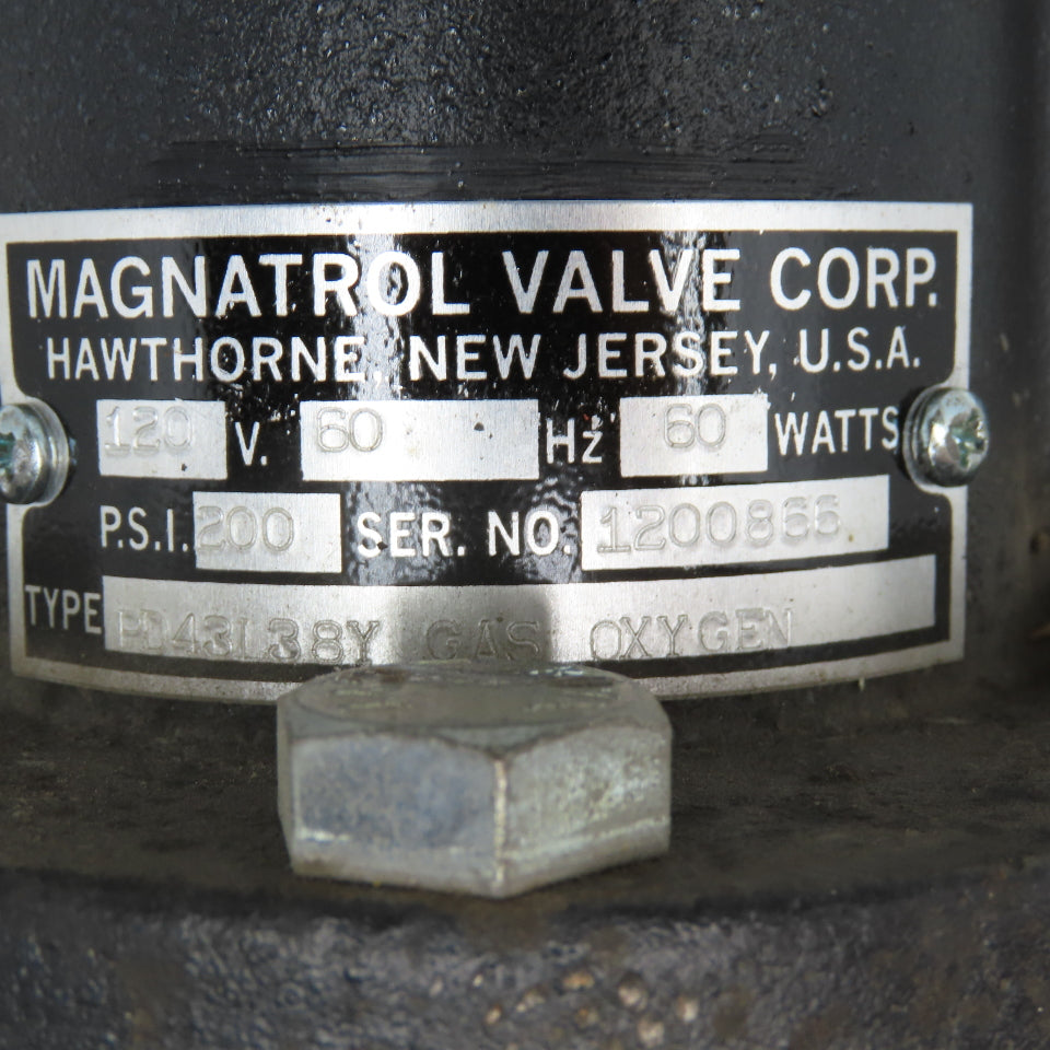 Magnatrol PD43L38Y 2-1/2" NPT Oxygen Gas Solenoid Valve 120V 200PSI