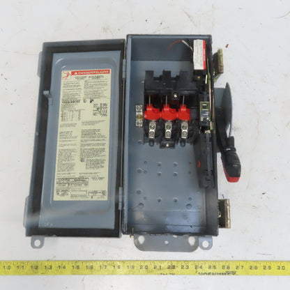 Square D H361AWKEI 30A 600V AC/DC 3 Pole Non-Fusible Safety Disconnect Switch