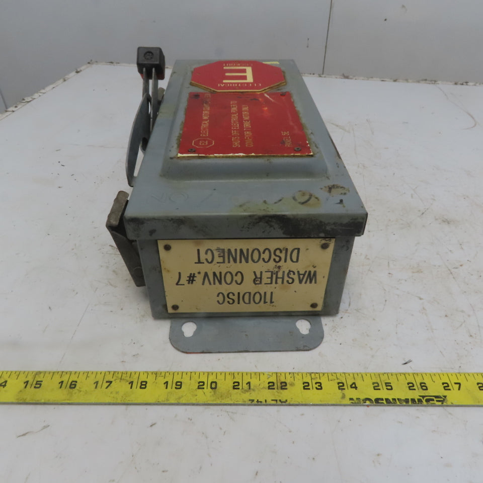 Square D H361AWK 30A 600V AC/DC 3 Pole Non-Fusible Safety Disconnect Switch