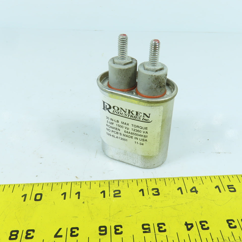 Ronken 64A85504K81 Oval Capacitor 0.5 MF 1500 VP 12360 VA