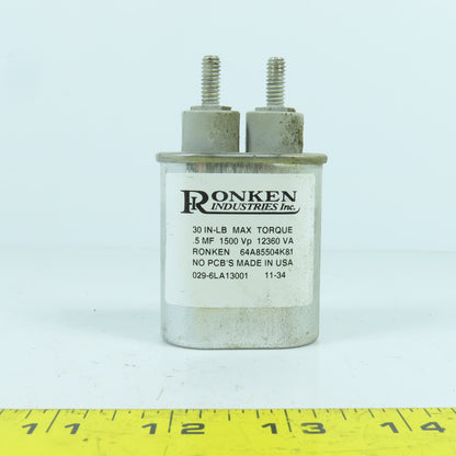 Ronken 64A85504K81 Oval Capacitor 0.5 MF 1500 VP 12360 VA