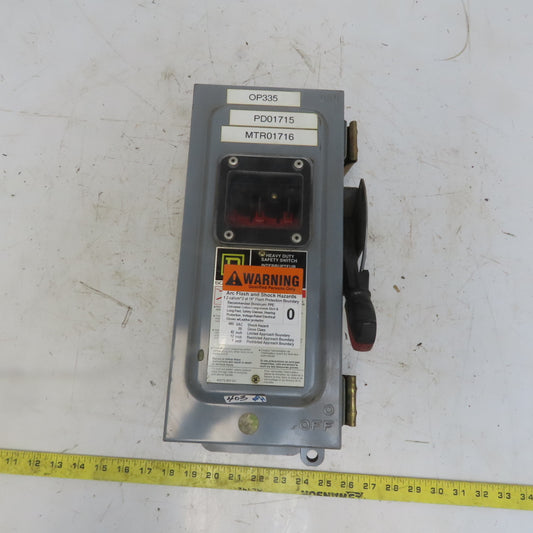 Square D CHU361AWK 30A 600V AC/DC 3 Pole Non-Fusible Safety Disconnect Switch