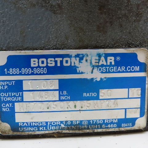 Boston Gear HF72650KVB5HP24 50:1 Ratio Thru Shaft Gear Reducer 35RPM 1484in/lbs.