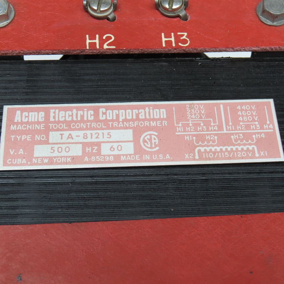 Acme TA-81215 220-440/480V Pri 500VA 110-120V Single Phase Transformer Tested