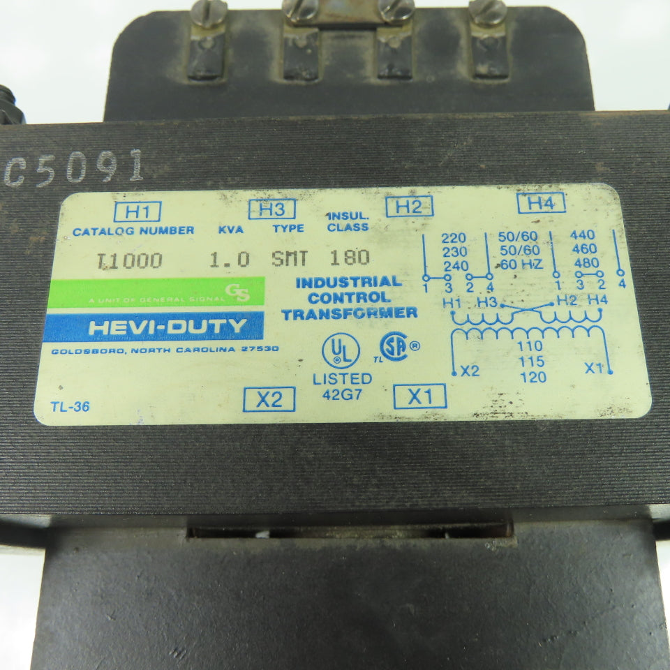 Hevi-Duty T1000 1kVA Control Transformer Pri 220-480V Sec 110-115-120V