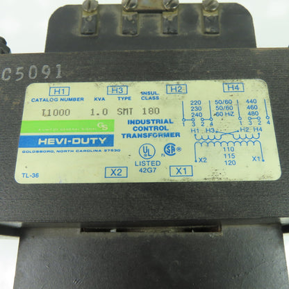 Hevi-Duty T1000 1kVA Control Transformer Pri 220-480V Sec 110-115-120V