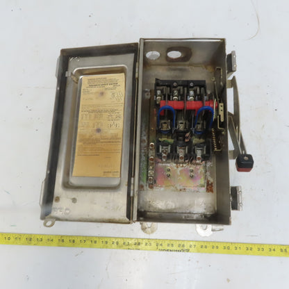 Square D H3122NDS 60A 600V 3P Fusible Stainless Steel Safety Disconnect Switch