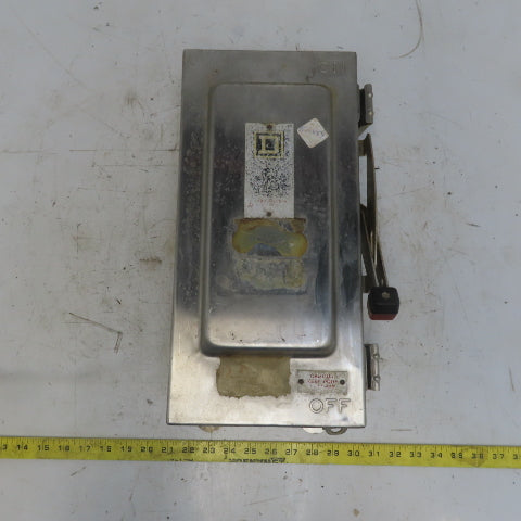Square D H3122NDS 60A 600V 3P Fusible Stainless Steel Safety Disconnect Switch