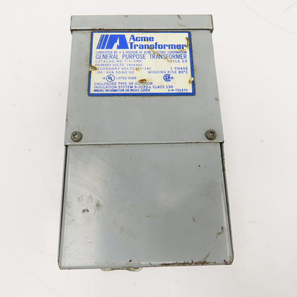 Acme T-1-53006 240x480V Pri 120/240V Sec .150kVa 1Ph Transformer