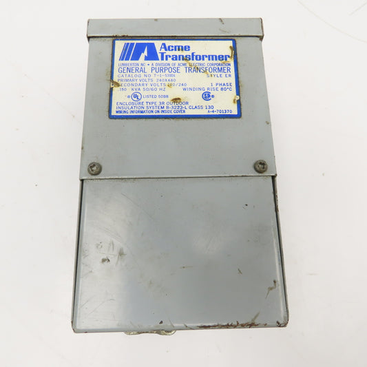 Acme T-1-53006 240x480V Pri 120/240V Sec .150kVa 1Ph Transformer