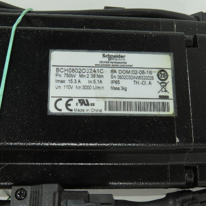 Schneider BCH0802O32A1C 750W Servo Motor 2.39Nm 3000RPM 110V