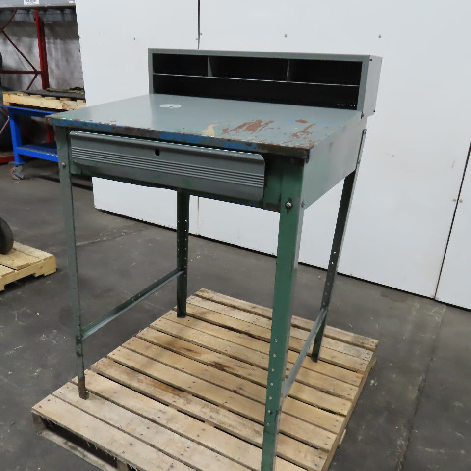 34" x 30" x 43" Tall Steel Standing Work Station With Drawer