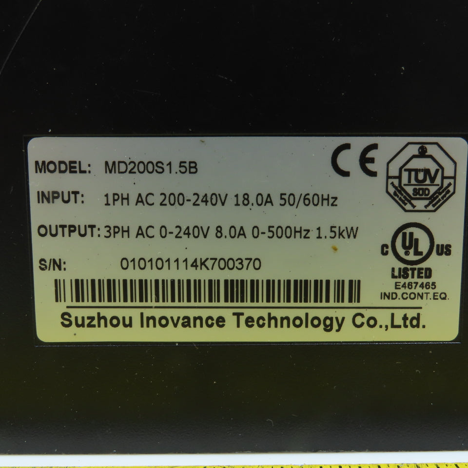 Suzhou Inovance MD200S1.5B 1.5kW Inverter Drive 200-240V 1PH In 0-240V 3PH Out