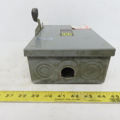 Square D D321N Ser E2 30A 240V 3 Pole Fusible Safety Disconnect Switch