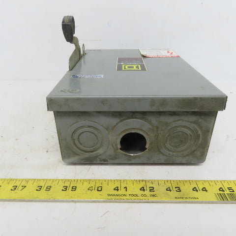 Square D D321N Ser E2 30A 240V 3 Pole Fusible Safety Disconnect Switch