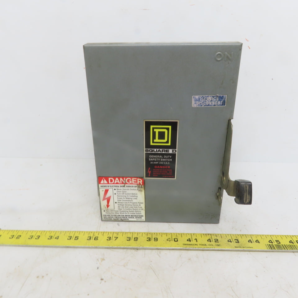 Square D D321N Ser E2 30A 240V 3 Pole Fusible Safety Disconnect Switch