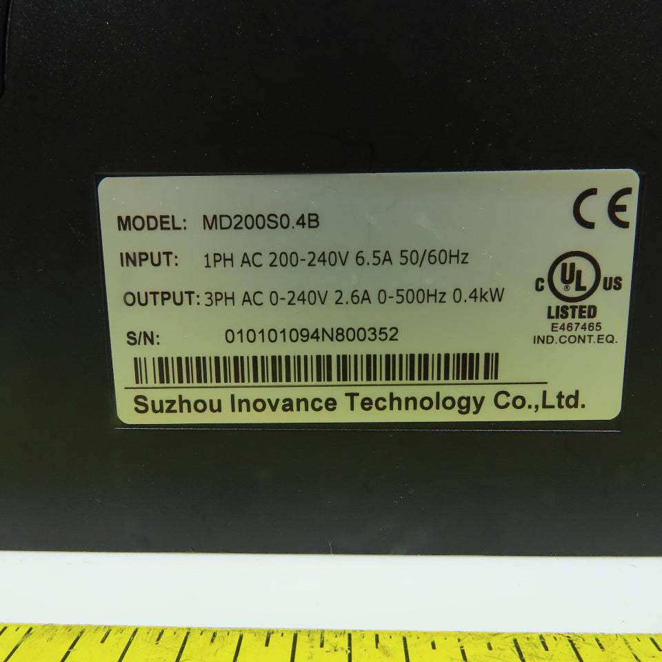 Suzhou Inovance MD200S0.4B 0.4kW Inverter Drive 200-240V 1PH In 0-240V 3PH Out