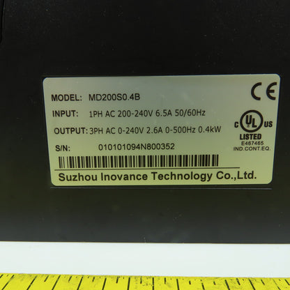 Suzhou Inovance MD200S0.4B 0.4kW Inverter Drive 200-240V 1PH In 0-240V 3PH Out